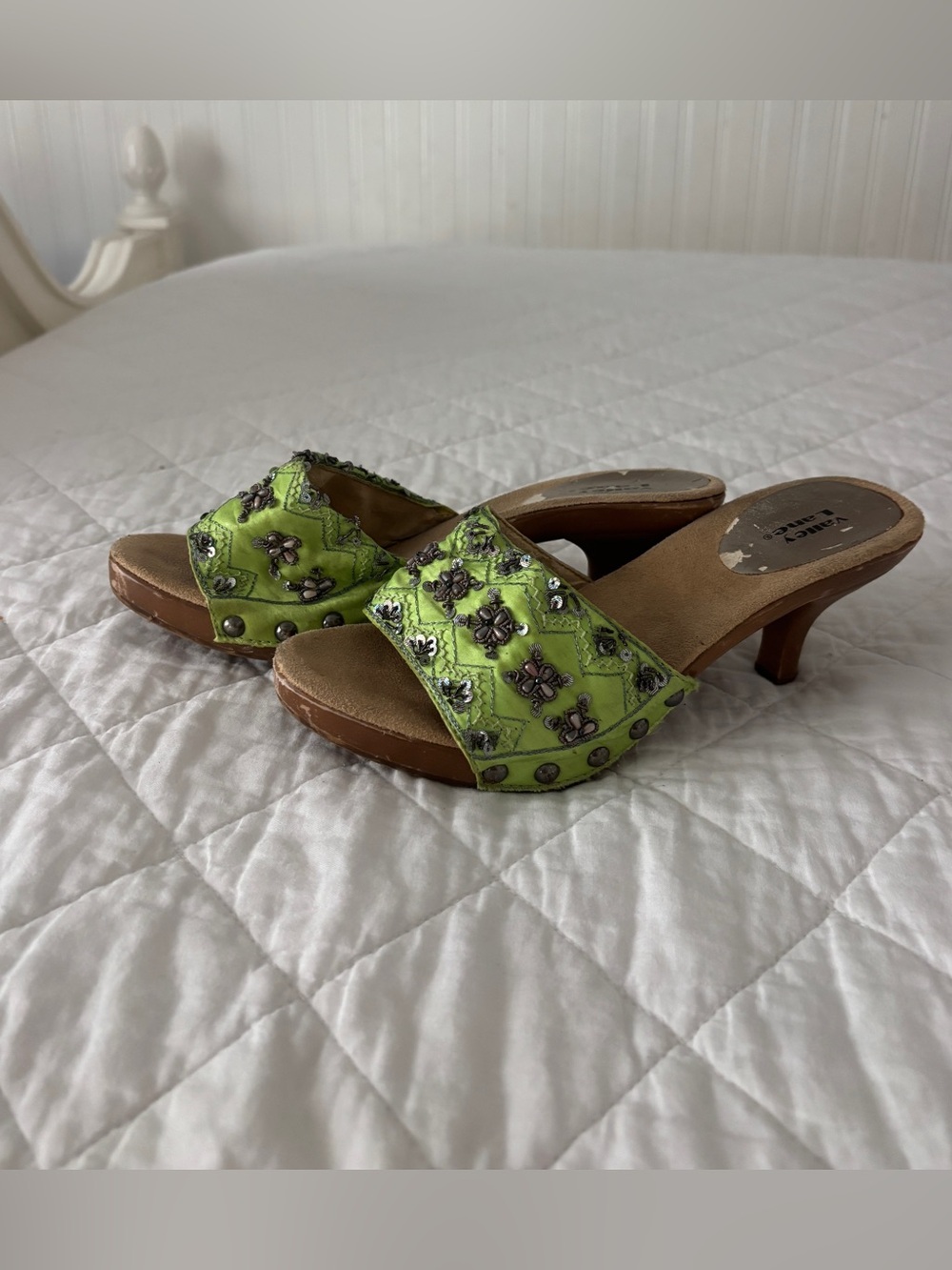 Valley Lane Embellished Lime Slide Heels